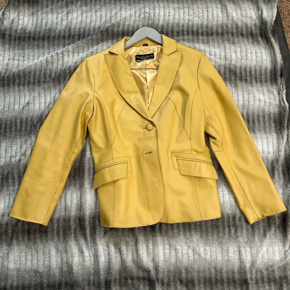 Yellow/Gold Leather Blazer - Picture 1 of 5